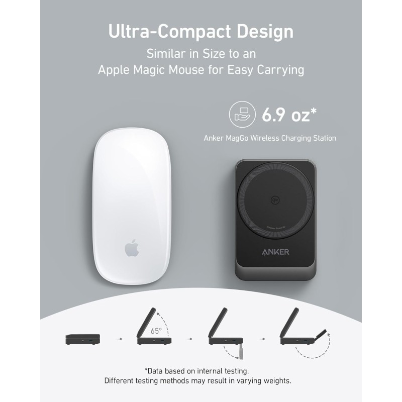 Anker MagGo Wireless Charging Station (15W, Foldable 3-in-1) bundle cable and charger - B2557211 - B2557321