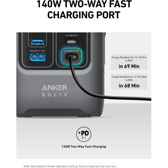 Anker SOLIX C200 DC Portable Power Station Dark Gray - A17270Z1