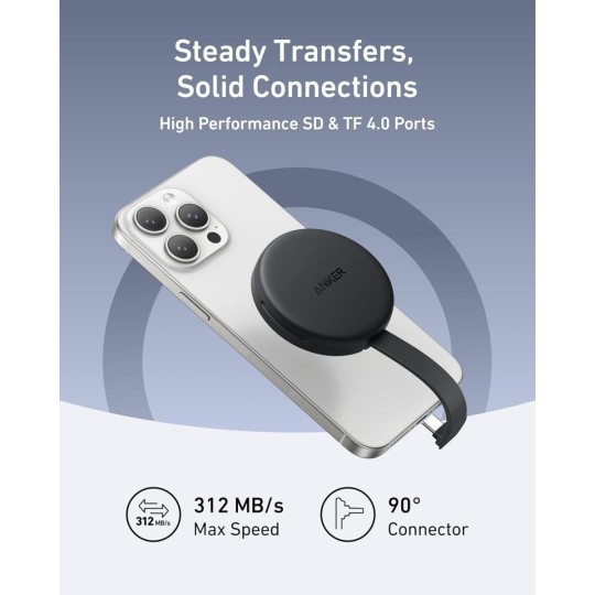 Anker MagGo USB-C Adapter (3-in-1, 10Gbps, For iPhone) Gray - A83D1HA1