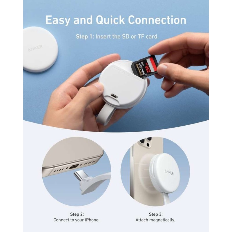 Anker MagGo USB-C Adapter (3-in-1, 10Gbps, For iPhone) Gray - A83D1HA1