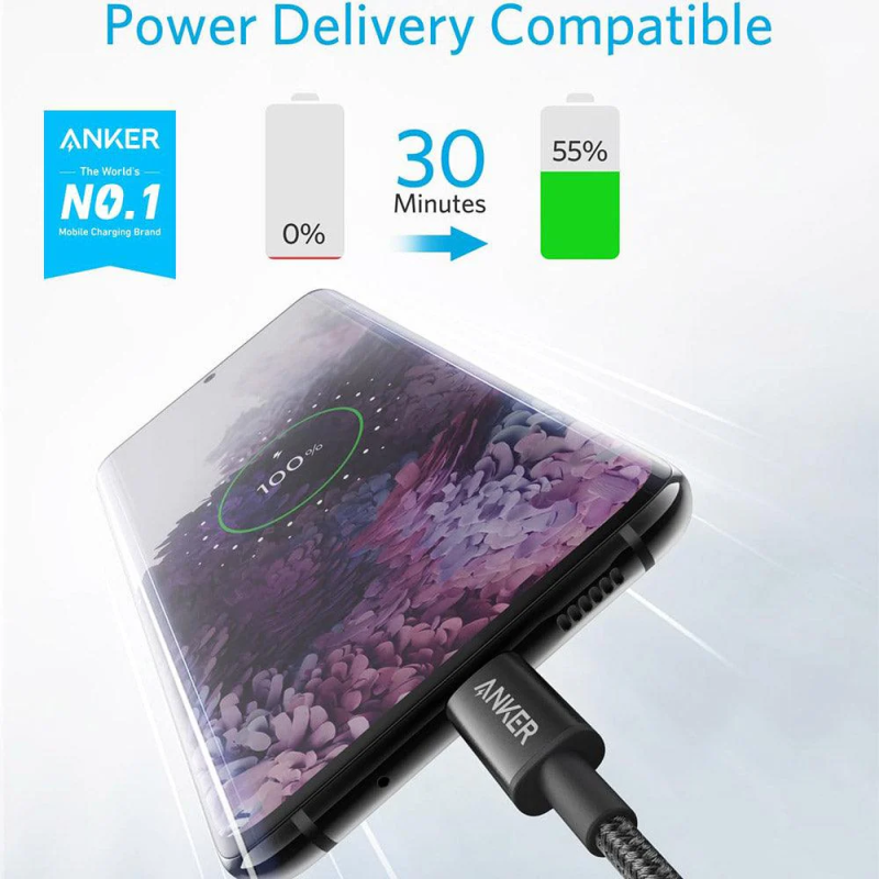 Anker Nylon USB-C to USB-C 2.0 Cable Black - A8752H11