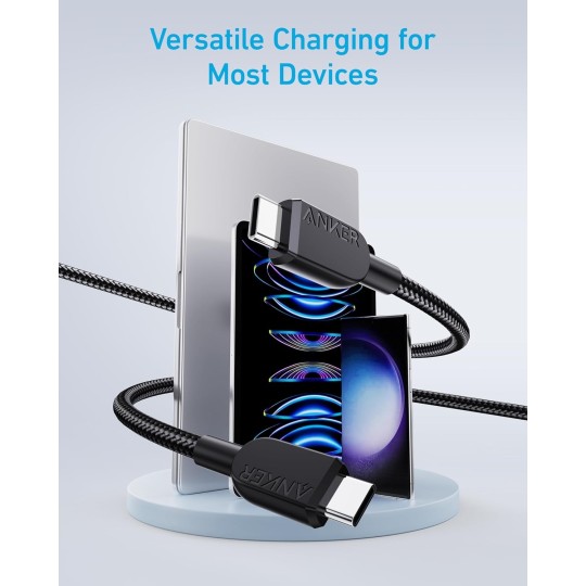 Anker USB-C to USB-C Cable (3 ft, 240W, braided) White - A81D5H21