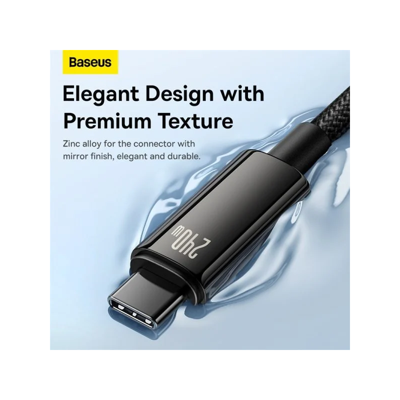 Baseus Tungsten Gold Fast Charging Data Cable Type-C to Type-C 240W Black - CAWJ040201