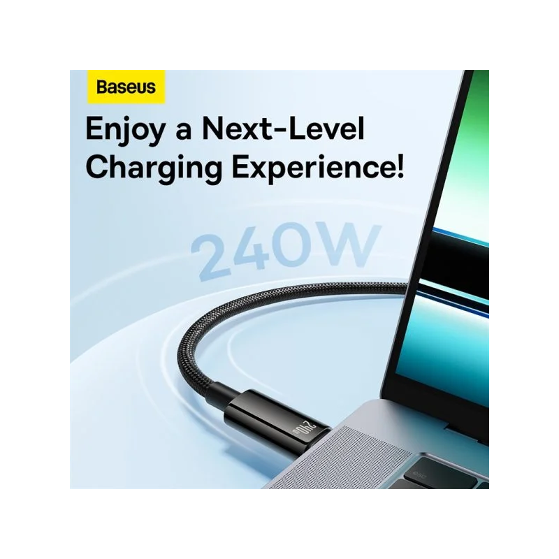 Baseus Tungsten Gold Fast Charging Data Cable Type-C to Type-C 240W Black - CAWJ040201