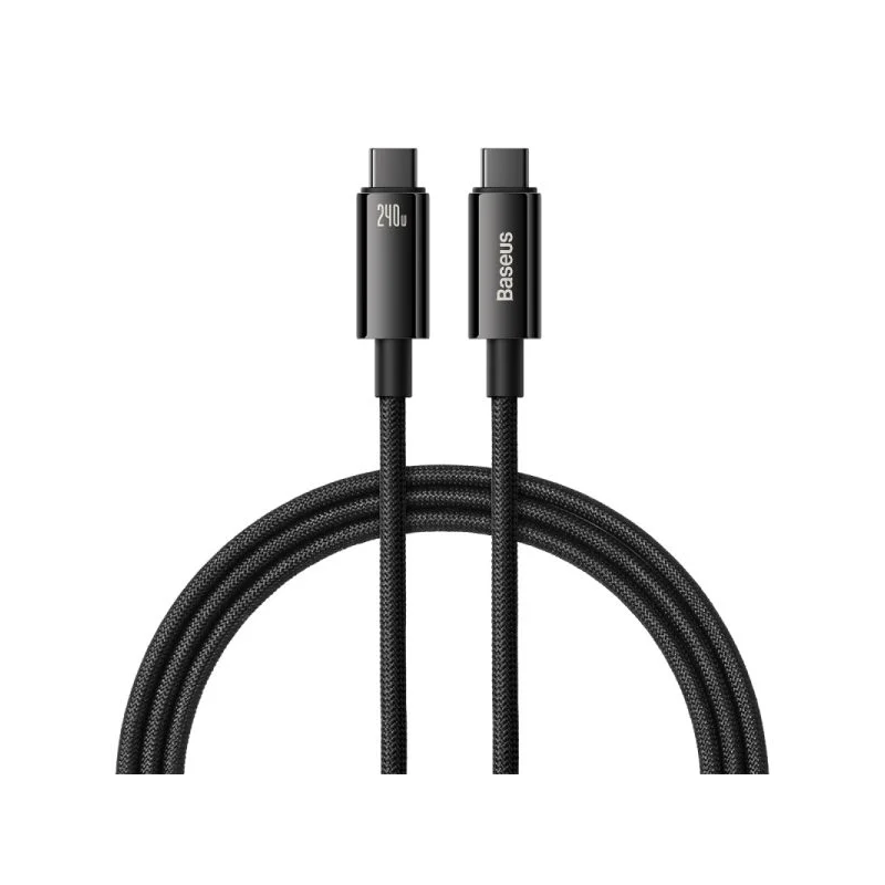 Baseus Tungsten Gold Fast Charging Data Cable Type-C to Type-C 240W Black - CAWJ040201