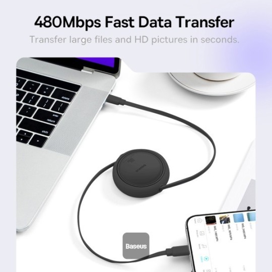 Baseus Free2Draw Mini Retractable Charging Cable Type-C to Type-C 100W 1m - P10364500211-00