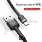 Baseus cafule Cable USB For Type-C 3A 1m Gray+Black  - CATKLF-BG1