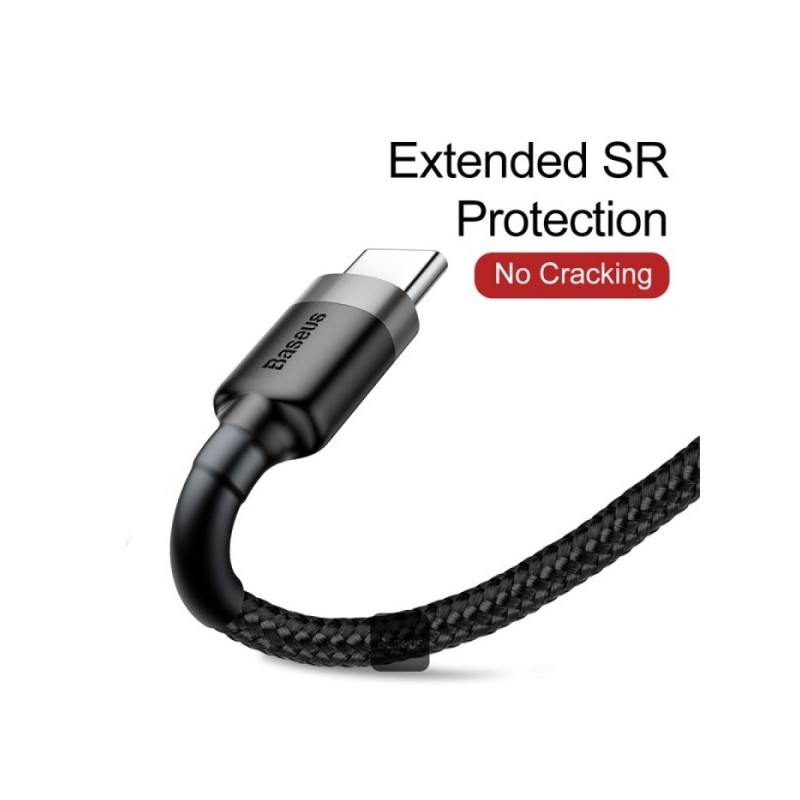 Baseus cafule Cable USB For Type-C 3A 1m Gray+Black  - CATKLF-BG1