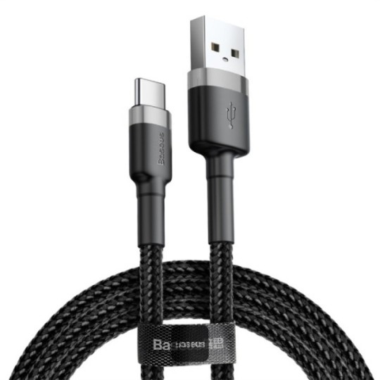 Baseus cafule Cable USB For Type-C 3A 1m Gray+Black  - CATKLF-BG1