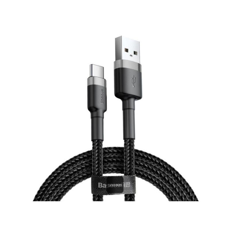 Baseus cafule Cable USB For Type-C 3A 1m Gray+Black  - CATKLF-BG1
