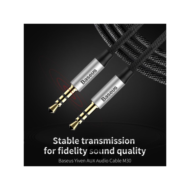 Baseus Yiven Audio Cable（Male to male）M30 1.5m Silver+Black - CAM30-CS1