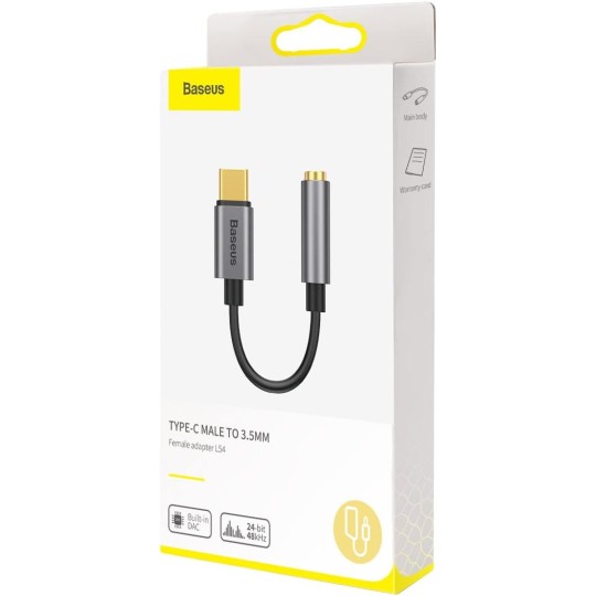 Baseus Type-C Male to 3.5mm Female Adapter L54 Deep Grey - CATL54-0G