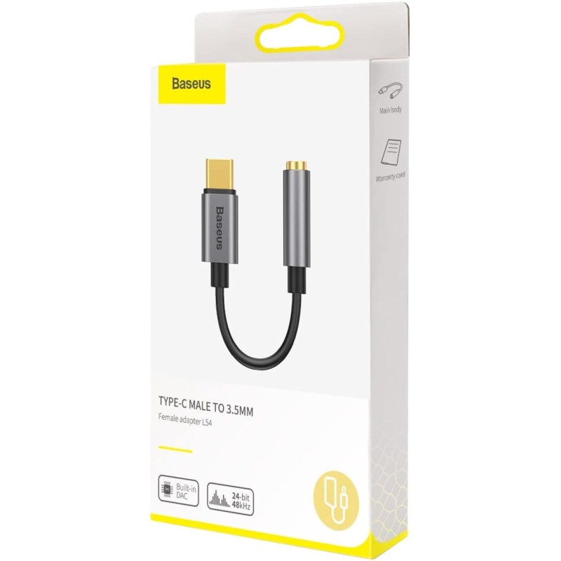 Baseus Type-C Male to 3.5mm Female Adapter L54 Deep Grey - CATL54-0G
