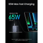 UGREEN 65W GaN Fast Charger – 2×USB-C + 1×USB-A, PD3.0/PPS/QC, Compact Multi-Device Laptop & Phone Charger - X755 - 25871