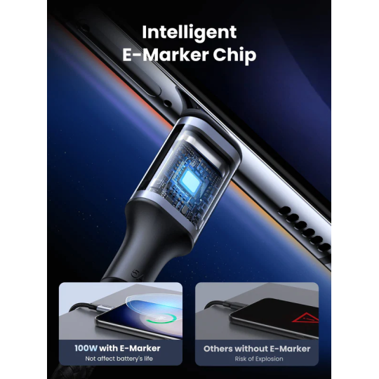 UGREEN Type C 2.0 Male To Type C 2.0 Male 5A Data Cable（Silica gel Jacket & Nylon Braided）- US557 - 15267