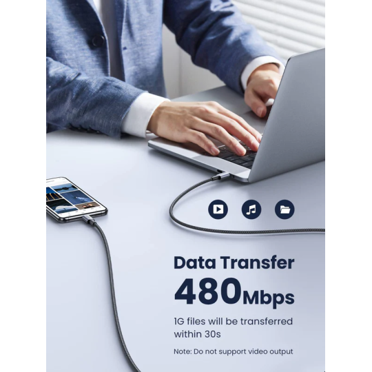 UGREEN Type C 2.0 Male To Type C 2.0 Male 5A Data Cable（Silica gel Jacket & Nylon Braided）- US557 - 15267