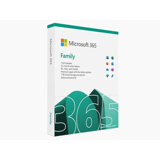 Microsoft 365 Family 1-Year Subscription – Up to 6 Users, 5 Devices Each, Premium Office Apps & 1TB OneDrive Storage