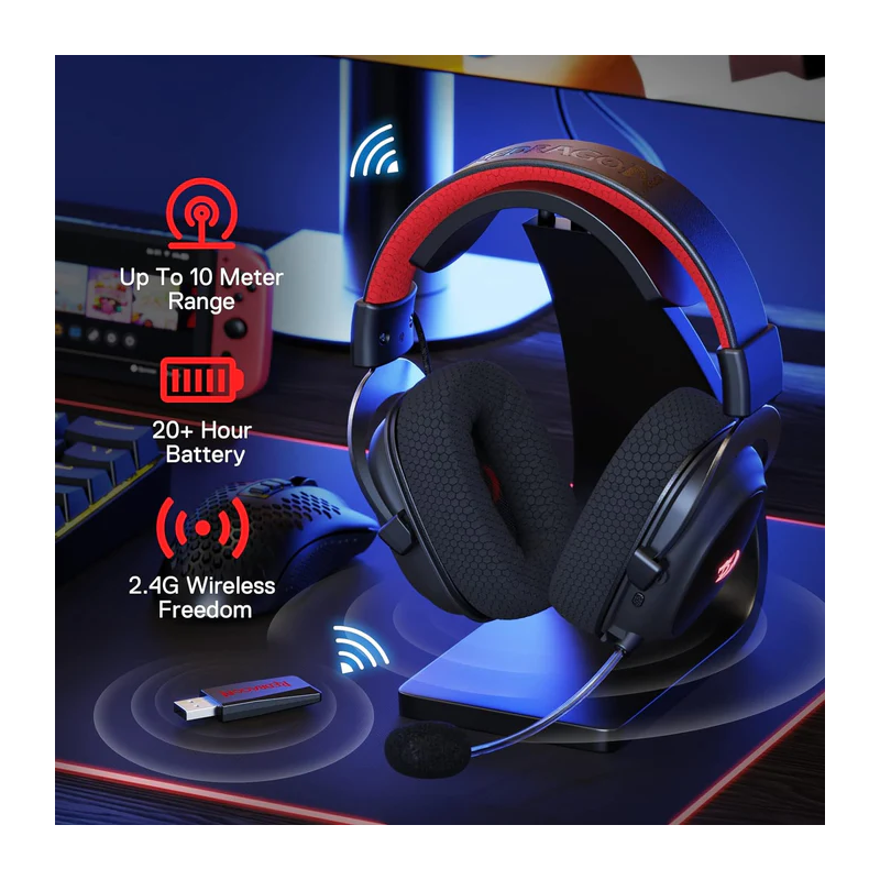 Redragon H510 Pro Zeus Rgb Wireless Gaming Headset - 7.1 Surround Sound