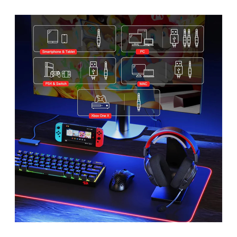 Redragon H510 Pro Zeus Rgb Wireless Gaming Headset - 7.1 Surround Sound