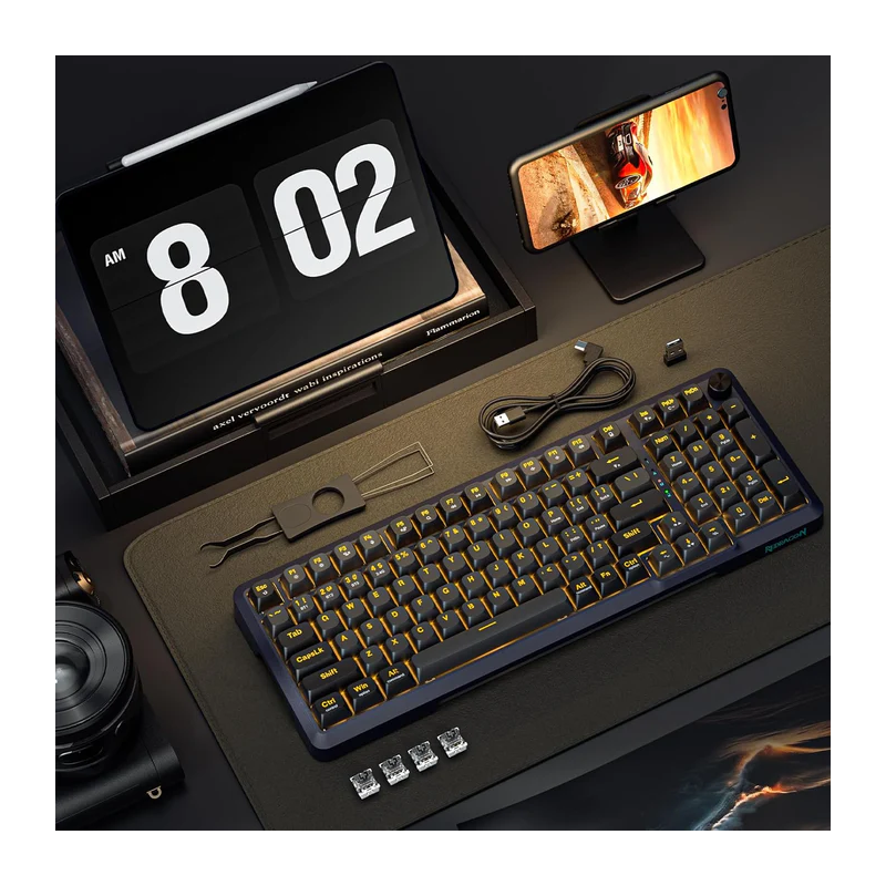 Redragon K688 Wireless Mechanical Keyboard, 3 Mode Gasket Mounted Rgb Gaming