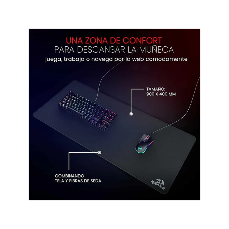 Redragon P032 Flick Xl Mouse Pad with Stitched Edges Waterproof for Work Games
