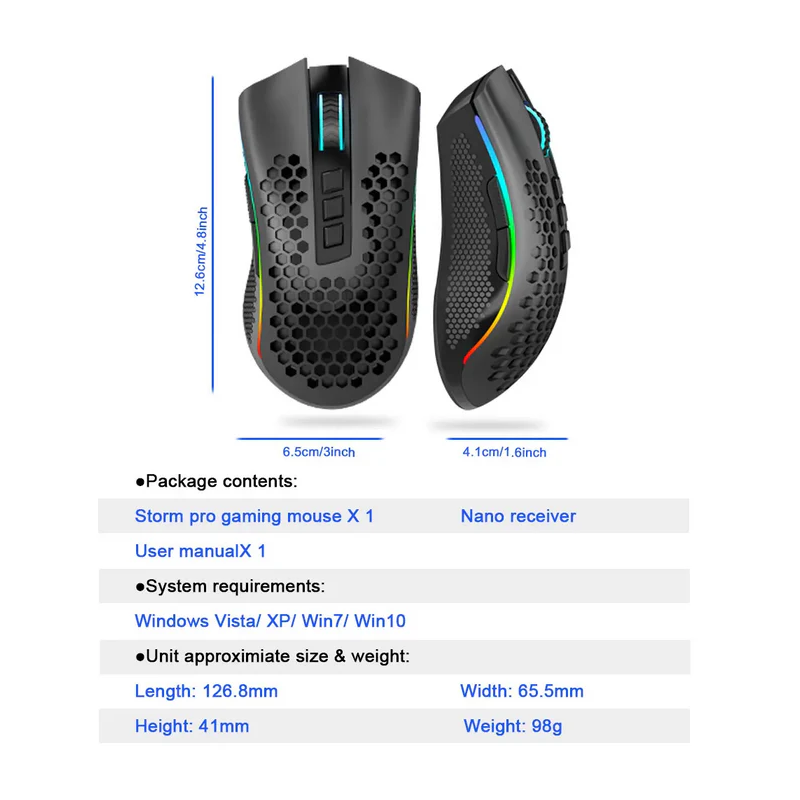 Redragon Storm Pro M808-ks Rgb Usb 2.4g Wireless Gaming Mouse