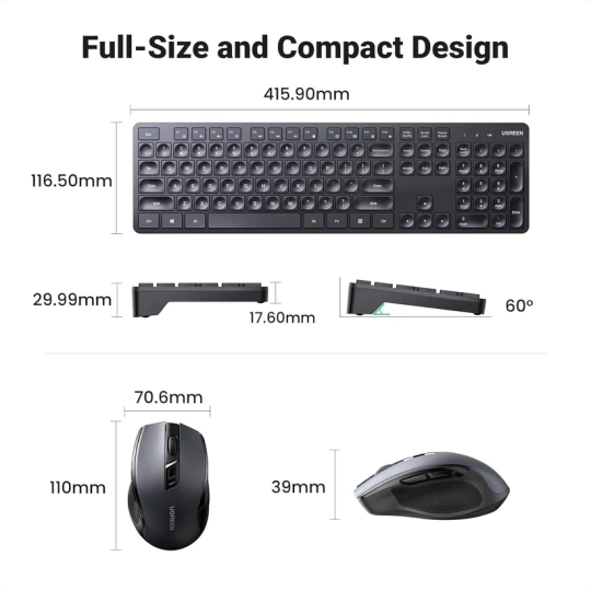 UGREEN Wireless Keyboard and Mouse Combo - MK006 - 45248