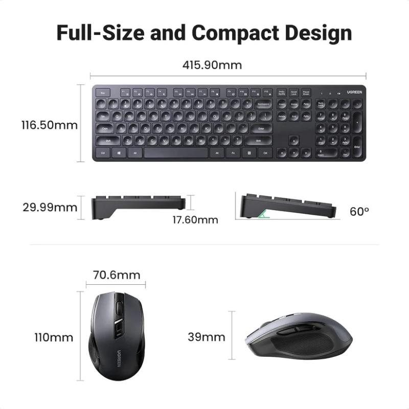 UGREEN Wireless Keyboard and Mouse Combo - MK006 - 45248