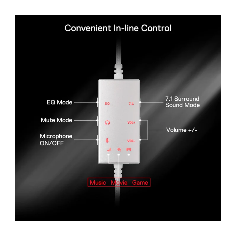 Redragon H376 Aurora Wired Gaming Headset, 7.1