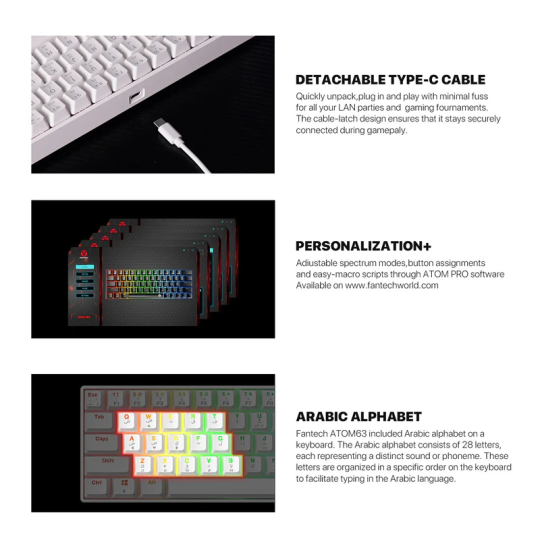 Fantech Atom63 Mk859 Mechanical Gaming Keyboard Arabic/english