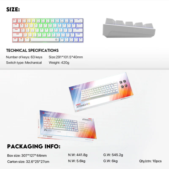 Fantech Atom63 Mk859 Mechanical Gaming Keyboard Arabic/english