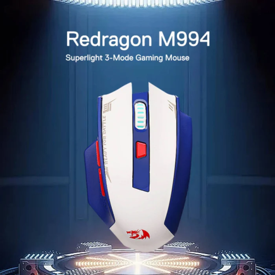 Redragon M994 Wireless Gaming Mouse – Bluetooth & 2.4G, Lightweight 6-Button RGB Mouse