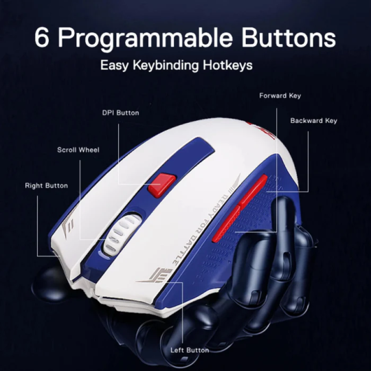 Redragon M994 Wireless Gaming Mouse – Bluetooth & 2.4G, Lightweight 6-Button RGB Mouse