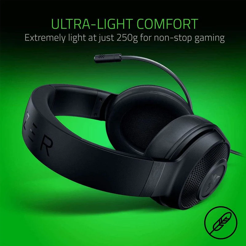 Razer Kraken X Ultralight Gaming Headset with 7.1 Surround Sound – Lightweight PC & Console Headphones with Mic