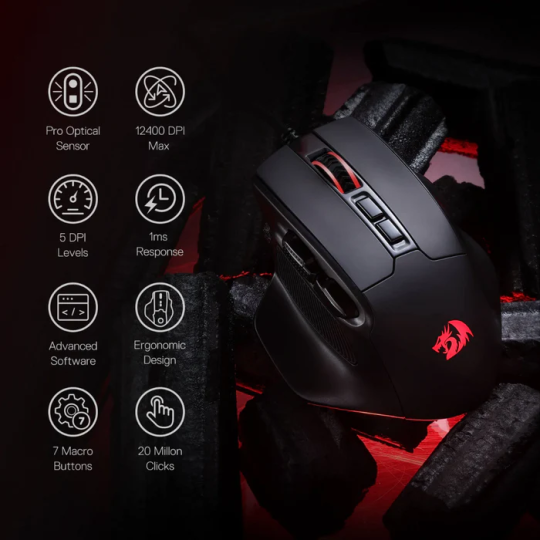 Redragon M806 Bullseye Wireless Gaming Mouse – High-Precision, RGB, Programmable Buttons
