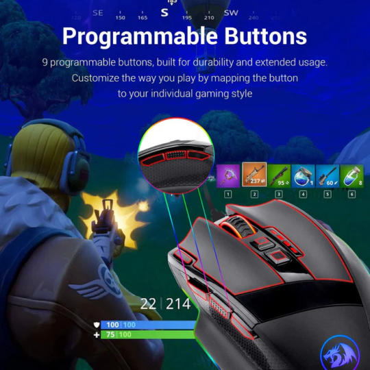 Redragon M801 RGB Wired/Wireless Gaming Mouse – 16,000 DPI Programmable