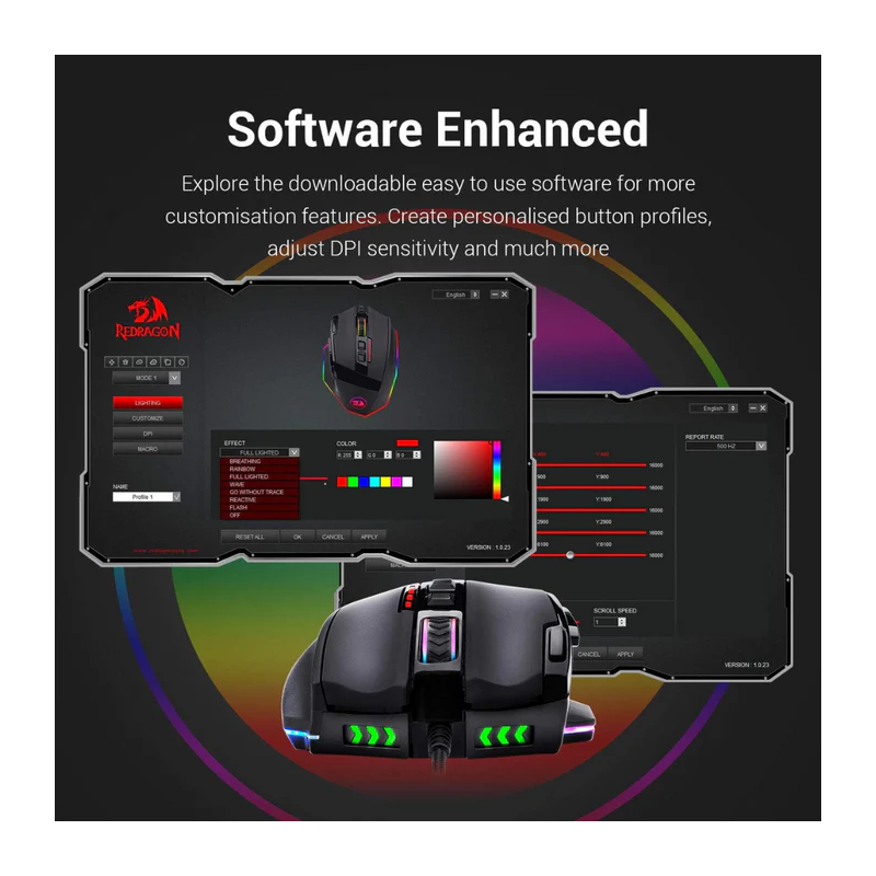 Redragon M801 RGB Wired/Wireless Gaming Mouse – 16,000 DPI Programmable