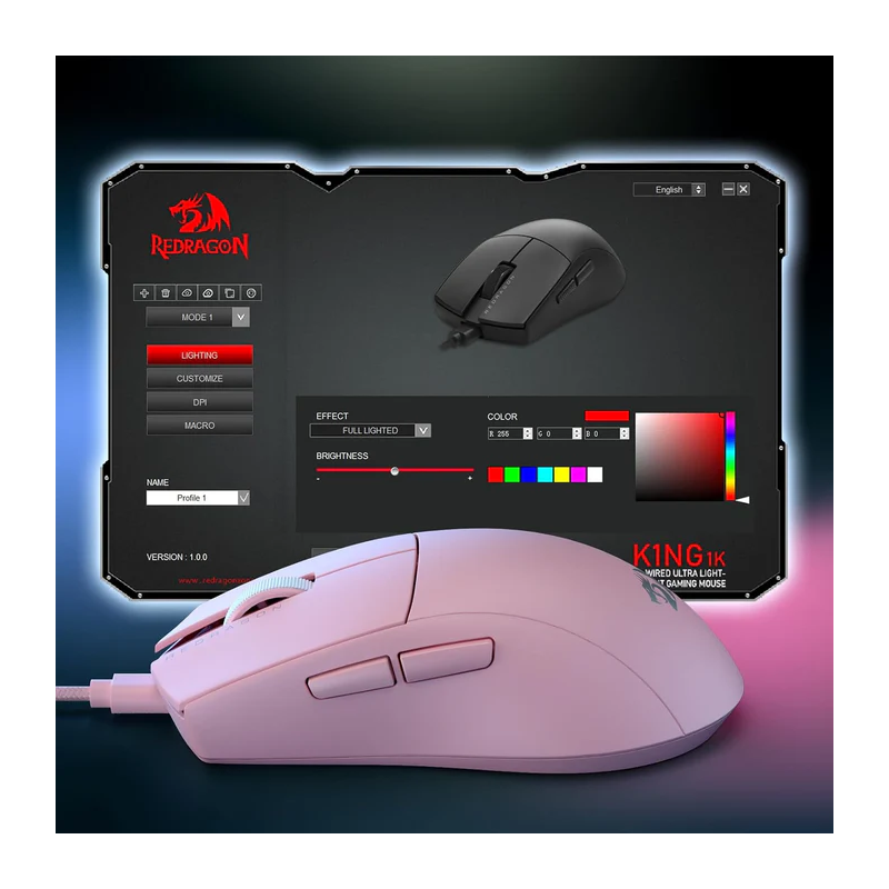 Redragon M724 Wired RGB Gaming Mouse – 7 Programmable Buttons, 7200 DPI