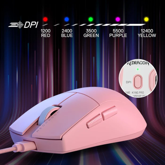 Redragon M724 Wired RGB Gaming Mouse – 7 Programmable Buttons, 7200 DPI