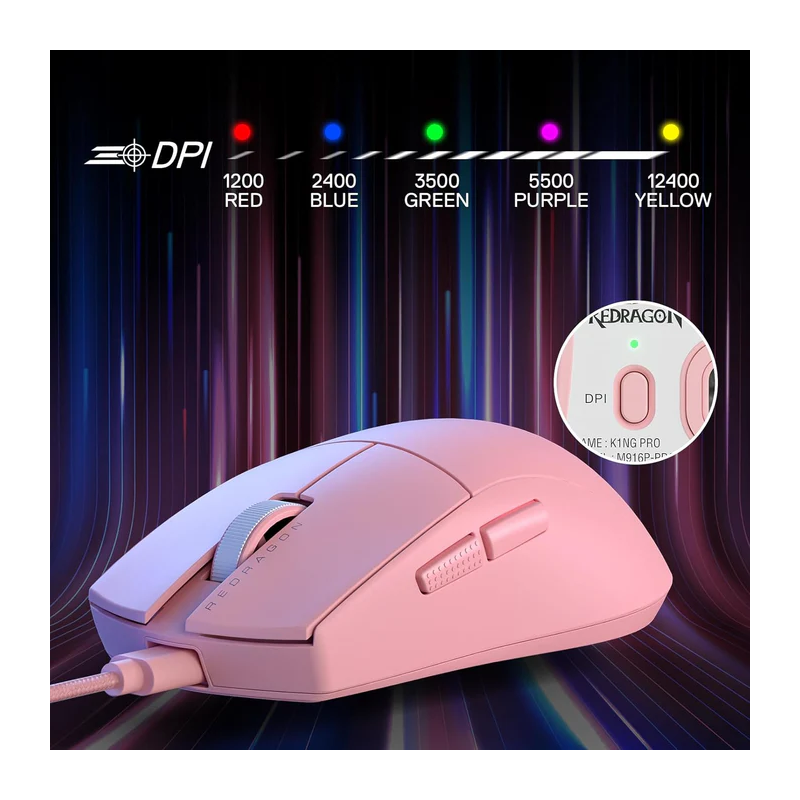 Redragon M724 Wired RGB Gaming Mouse – 7 Programmable Buttons, 7200 DPI
