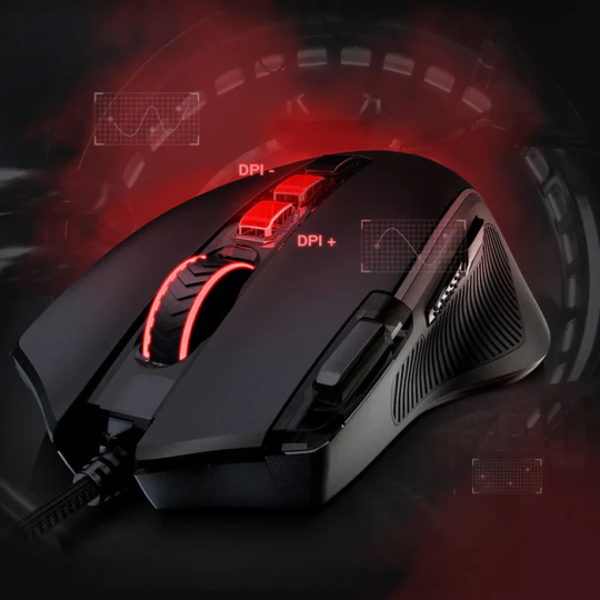 Redragon M612 Predator RGB Optical Gaming Mouse – Wired, Programmable Buttons, Adjustable DPI, Ergonomic Design