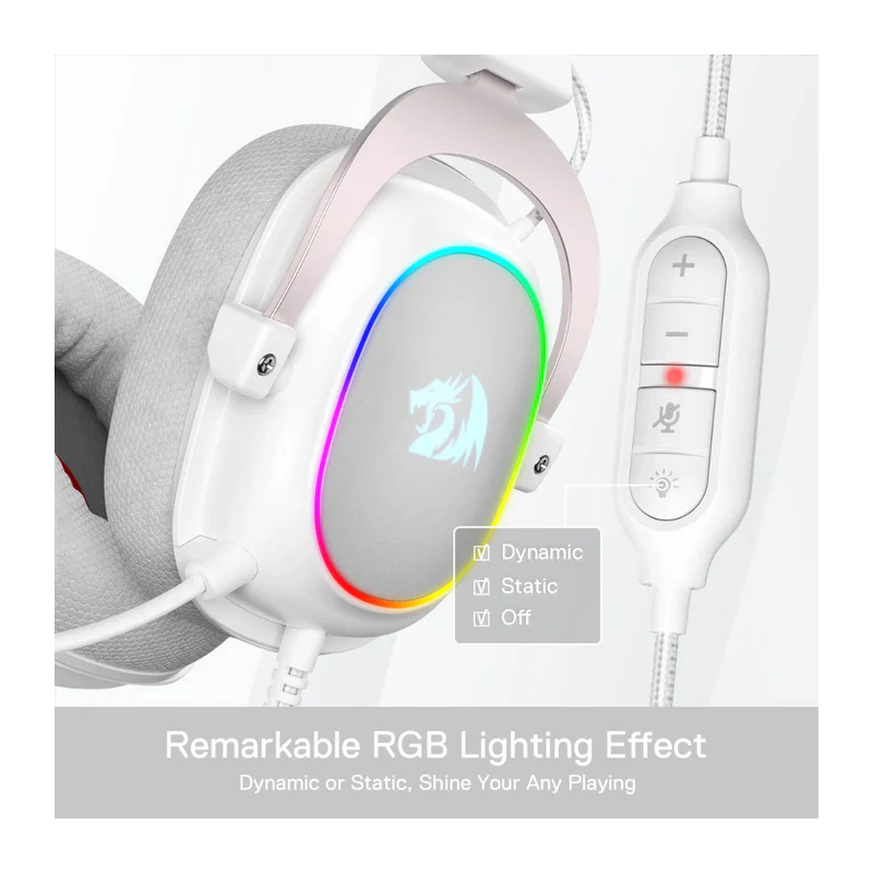 Redragon H510 Zeus-X RGB White Wired Gaming Headset with Mic