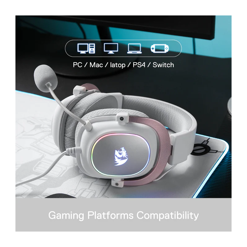 Redragon H510 Zeus-X RGB White Wired Gaming Headset with Mic