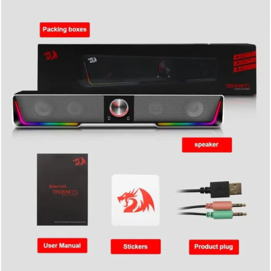 Redragon GS570 Darknets RGB Gaming Speaker – Powerful Bass & Surround Sound