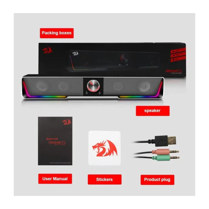 Redragon GS570 Darknets RGB Gaming Speaker – Powerful Bass & Surround Sound