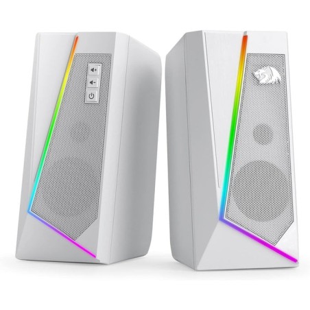 Redragon GS520 RGB White Desktop Gaming Speakers – Crystal Clear Sound with Dynamic Lighting