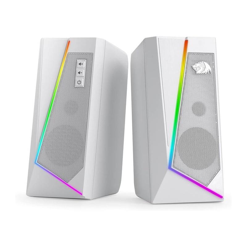 Redragon GS520 RGB White Desktop Gaming Speakers – Crystal Clear Sound with Dynamic Lighting