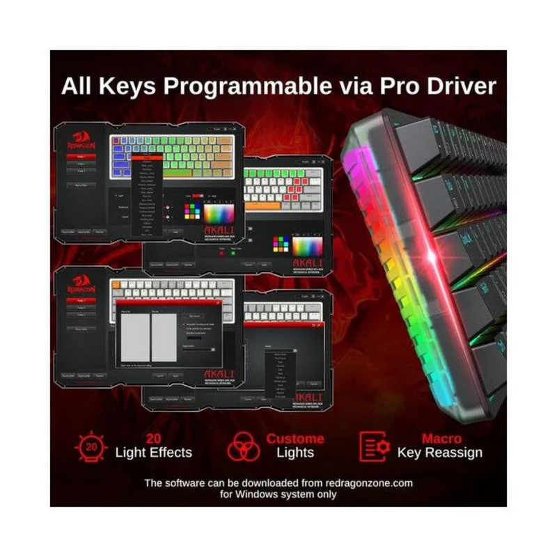 Redragon Akali K642 RGB 60% Mechanical Gaming Keyboard – Hot-Swappable Switches