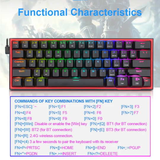 Fizz K617 RGB Mechanical Gaming Keyboard – Black (Hot-Swappable, Compact 60%)