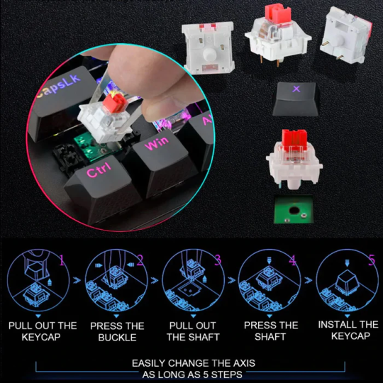 Fizz K617 RGB Mechanical Gaming Keyboard – Black (Hot-Swappable, Compact 60%)